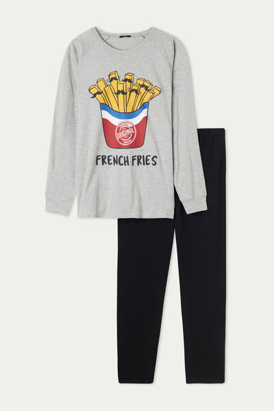 Long Pant Cotton French Fries Print Pajamas