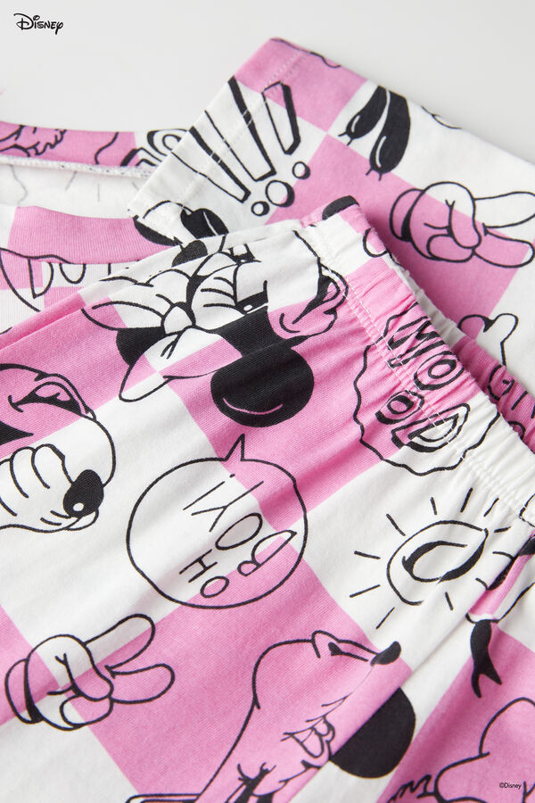 Girls’ Disney Mickey Mouse Long Cotton Check Pyjamas  