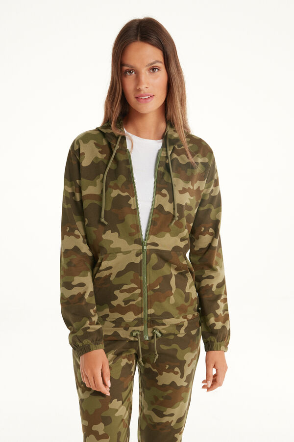 Hooded Sweatshirt with Zip and Drawstring  