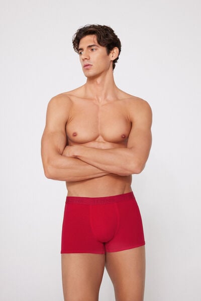 Boxers de Algod&atilde;o Org&acirc;nico com Orlas Contrastantes e Log&oacute;tipo