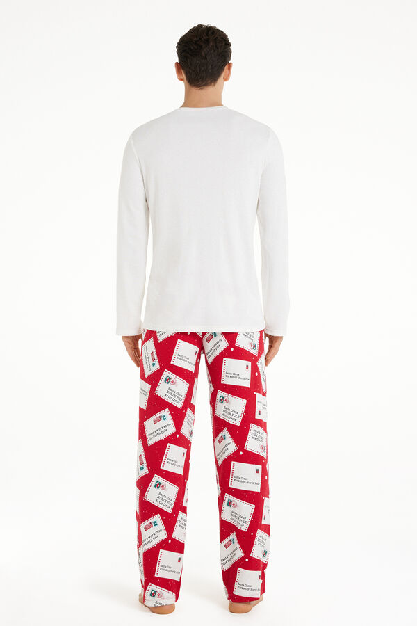 Langer Pyjama aus schwerer Baumwolle mit Weihnachtsprint  