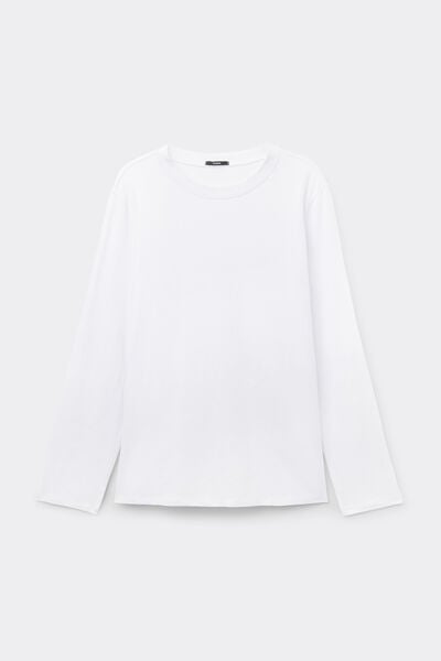 Camisola Manga Comprida Decote Redondo Algod&atilde;o e Modal