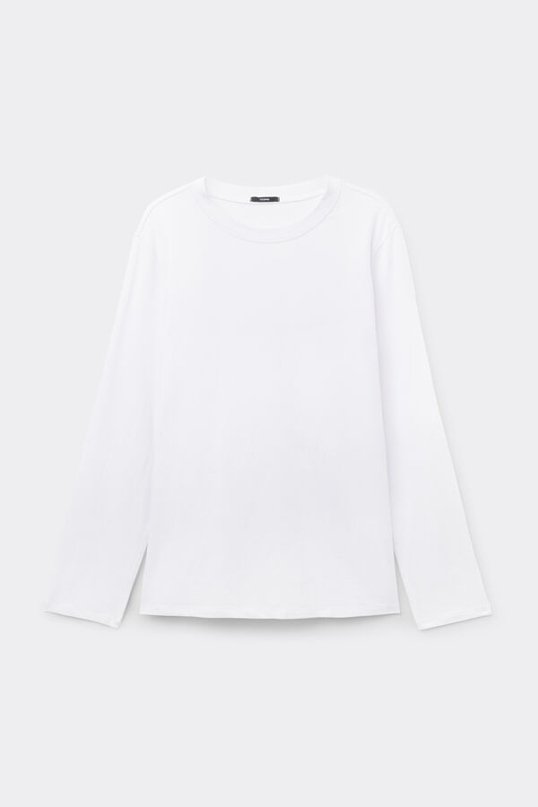 Camisola Manga Comprida Decote Redondo Algod&atilde;o e Modal  