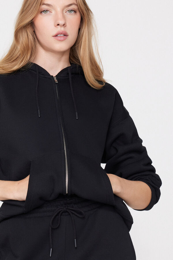 Thick Brushed Fleece Zip-Up Hoodie  