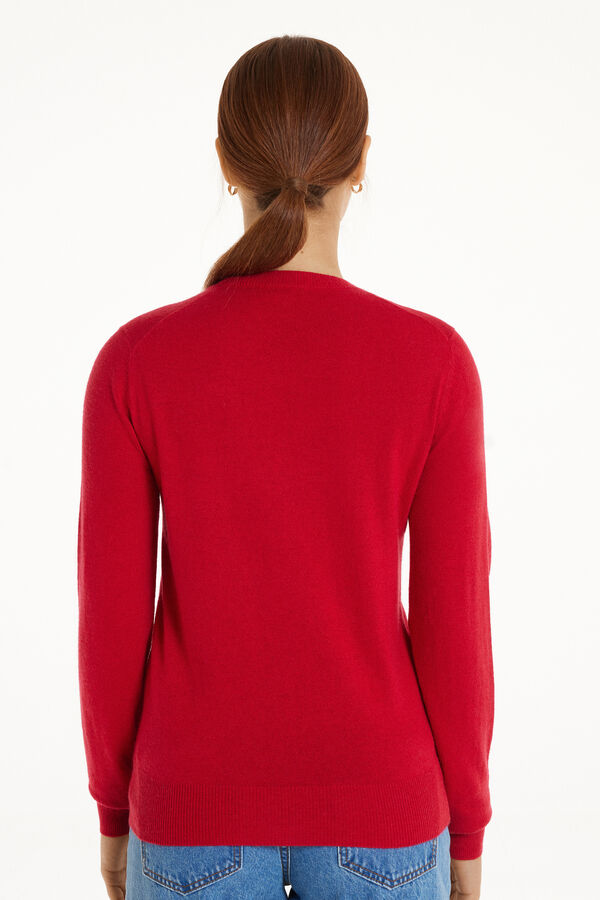 Long-Sleeved Rounded Neck Heavy Jersey with Wool  