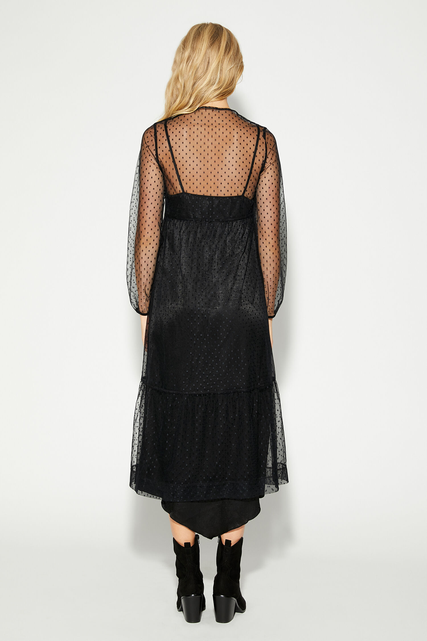 ABITO M/L TULLE FLOCCATO POIS
