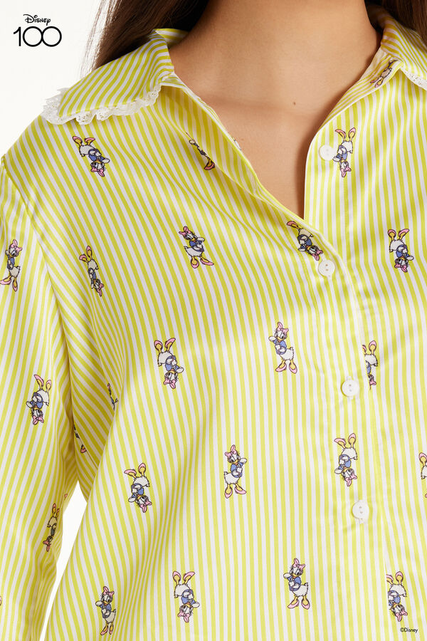Pyjama aus Satin mit langen Ärmeln und Knopfleiste sowie kurzer Hose Disney 100  