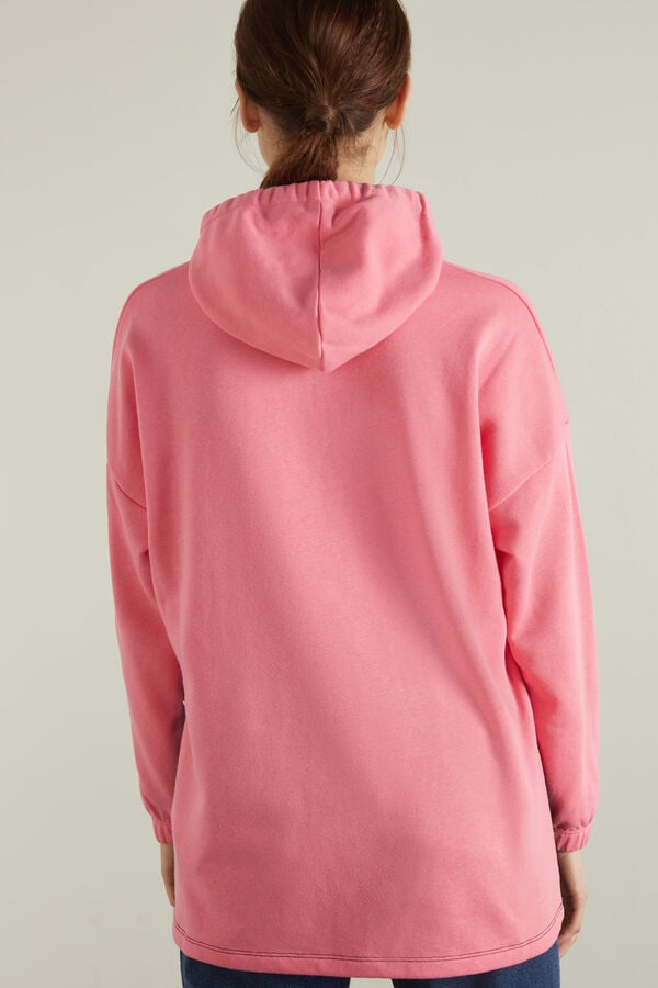 Block Color Hooded Sweatshirt with Piping  