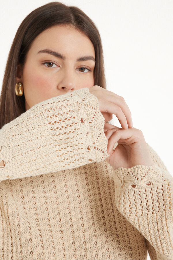 Long-Sleeved Crocheted Top  