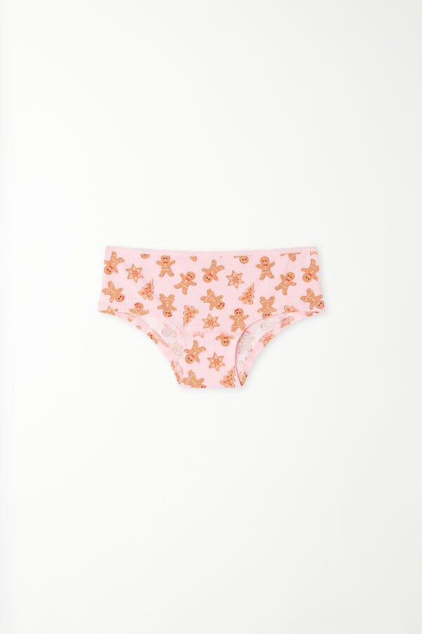 Girls' Cotton French Knickers with Christmas Print  