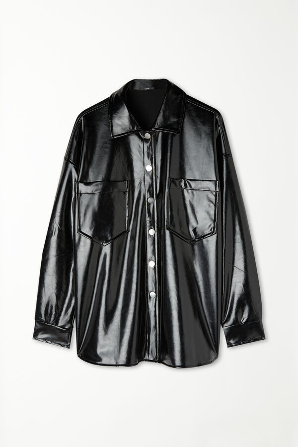Langarmshirt aus Vinyl in Hammerschlag-Optik  