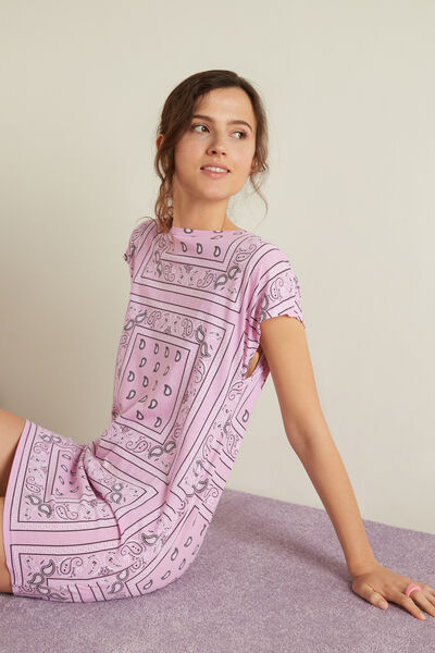 Nachthemd aus Baumwolle mit Bandana-Print