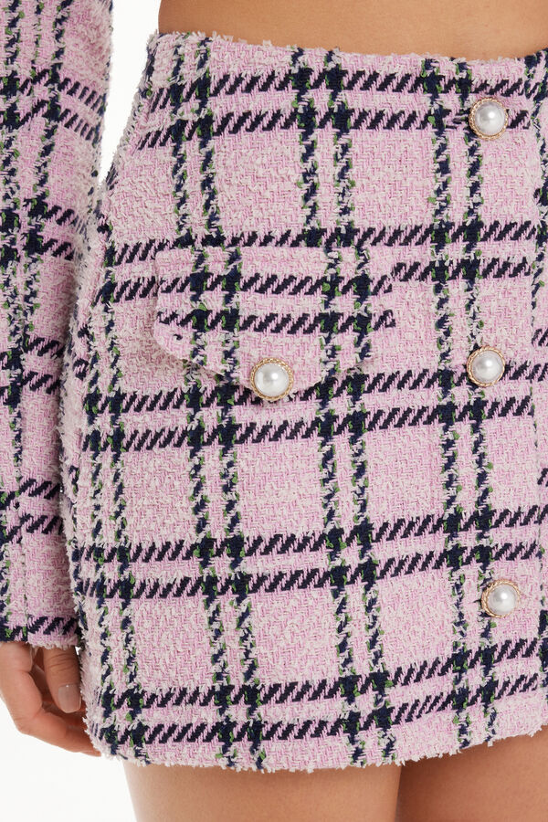 Tweed Button-Up Mini Skirt  