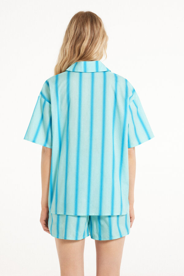 Kurzer Pyjama mit durchgeknöpftem Oberteil aus Baumwolltuch  