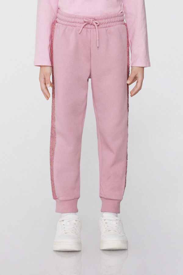 Girls’ Fleece Trousers with Sequin Bands  