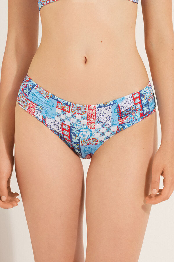 Portofino High Bikini Bottoms with Gathering  