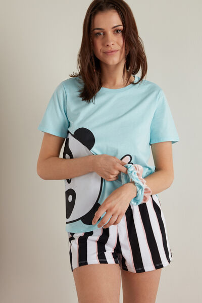 Pijama Scurtă Bumbac Imprimeu Panda