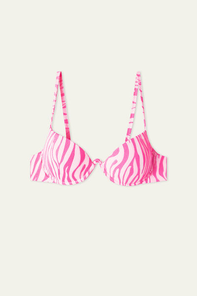 Szivacsos Push-Up Bikinifelső Rózsaszín Zebramintával