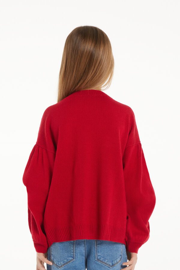 Girls’ Long-Sleeved Sweater with Puffball  