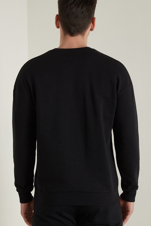 Long-Sleeved Dropped Shoulder Printed Sweatshirt  