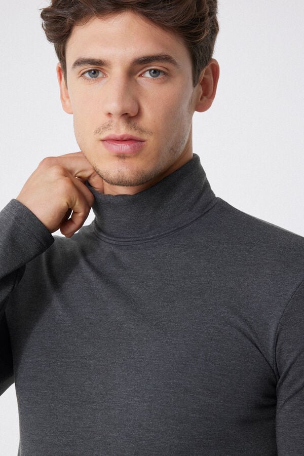 Maglia Collo Alto in Cotone Termico con Manica Lunga  