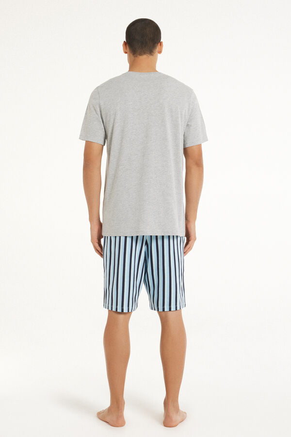 Short Cotton Pyjamas with "Sunday Routine" Print  