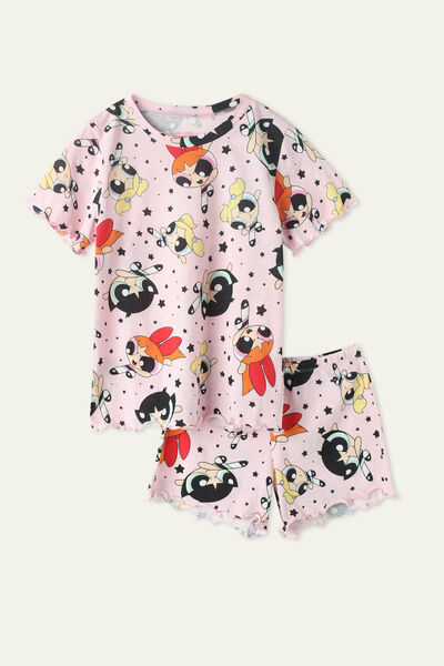 Girls’ Short Rolled Hem Pyjamas with Powerpuff Girls Print