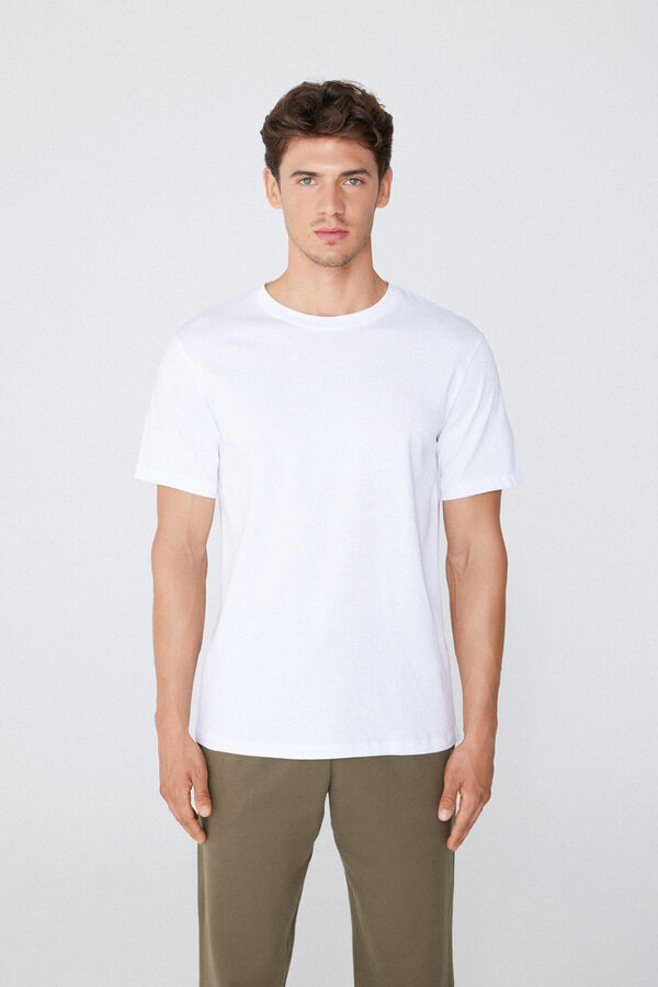 100% Cotton T-Shirt with Rounded Neck  