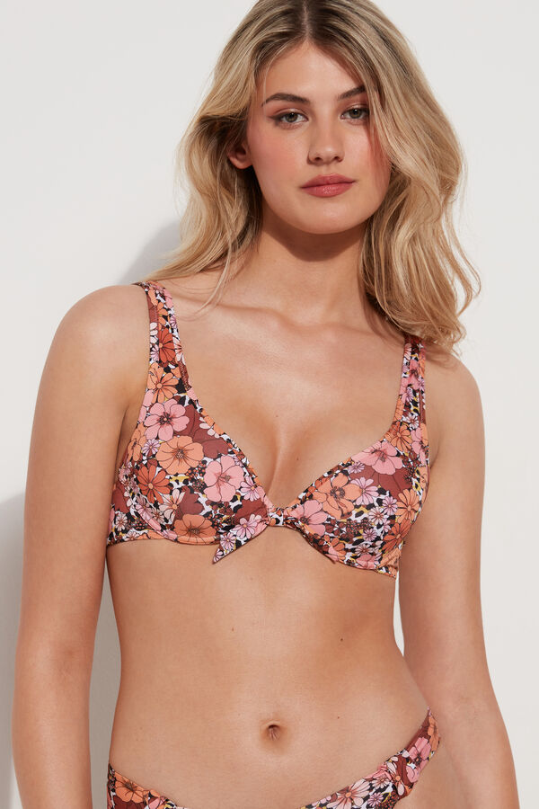 Flower Animalier Push-Up Bikini Top  