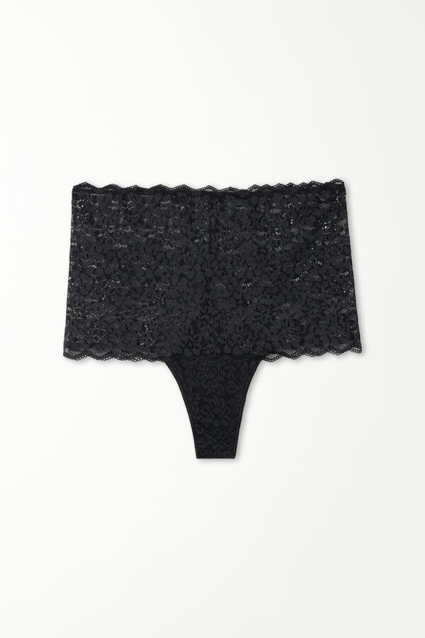 High-Waist French Knickers in Recycled Lace  
