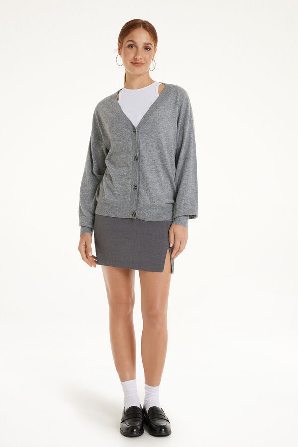 Canvas Mini Skirt with Slit  