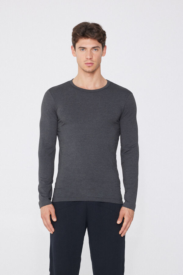 Long-Sleeve Round-Neck Thermal Cotton Top  