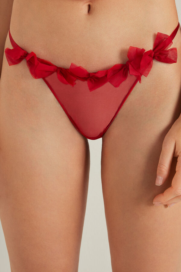 Tulle Brazilian Panties with Christmas Mesh Side Straps  