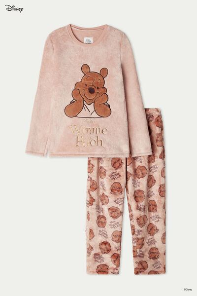 Dlouhé Dívčí Flísové Pyžamo s Nášivkou Medvídek Pú
