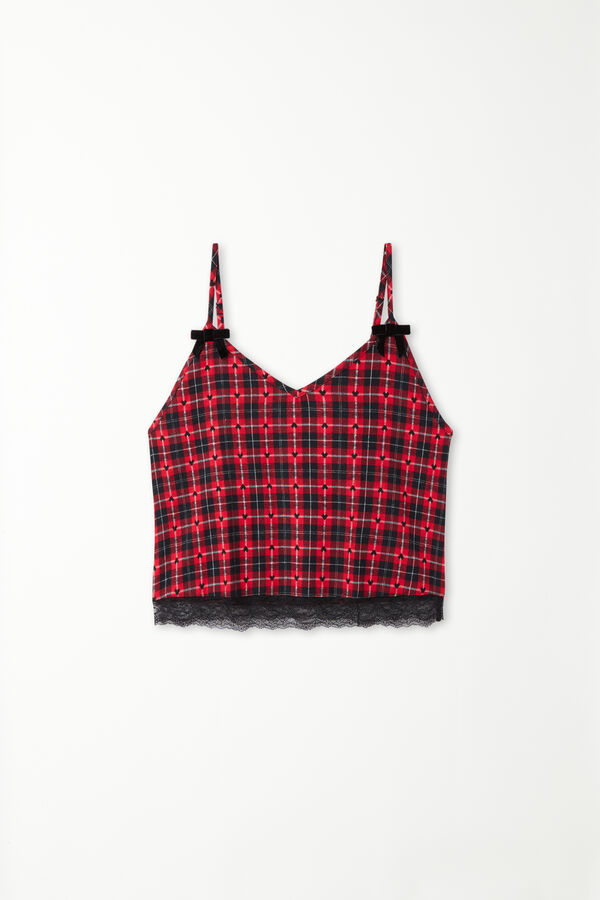 Flannel and Lace Cropped Camisole  