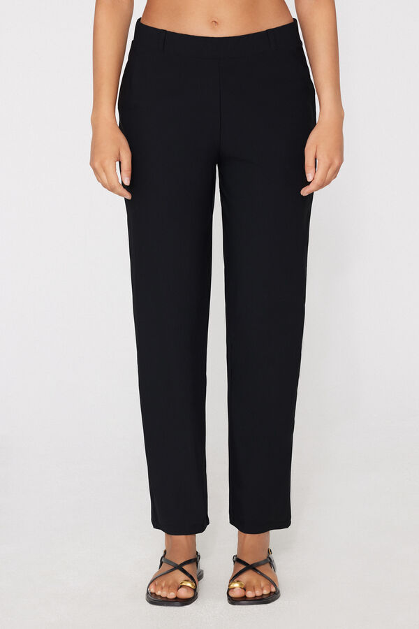 Long Easy Fit Microfibre Cigarette Trousers  