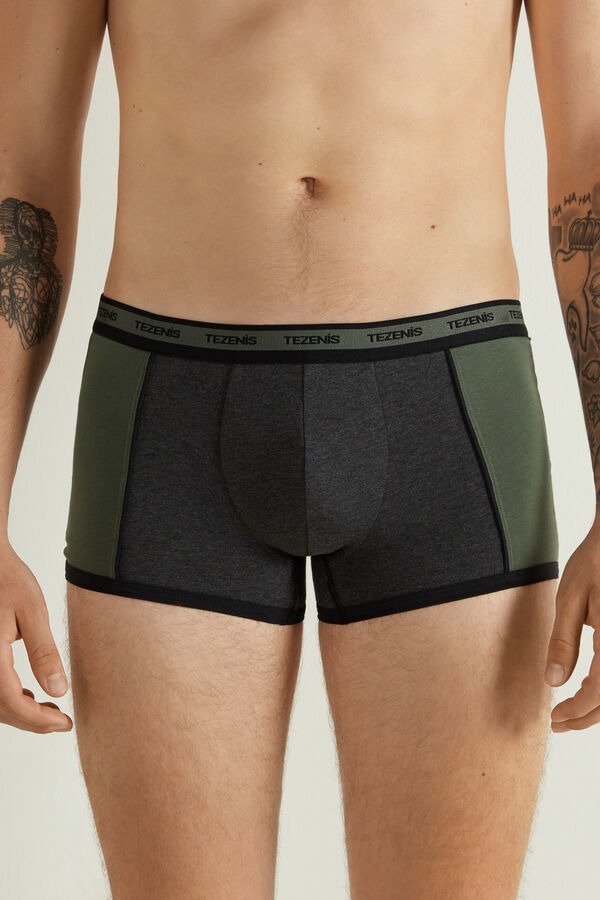Two-Tone Cotton Boxers with Elasticated Logo Waistband  