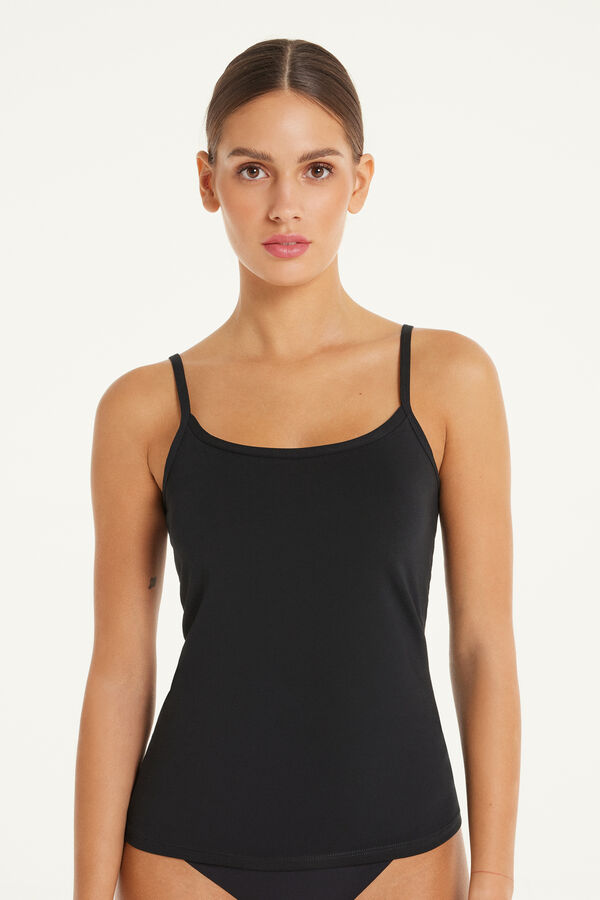 Round-Neck Stretch Cotton Tank Top  