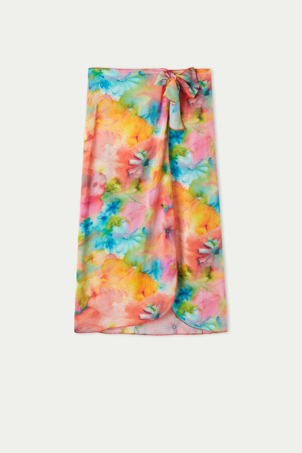 Canvas Sarong Midi Skirt  