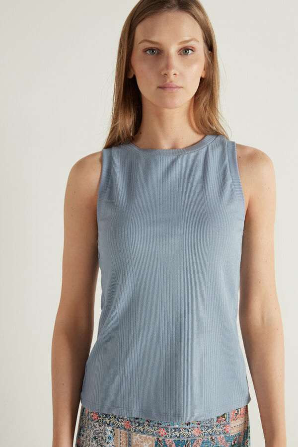Ribbed Wide Strap Tank Top  