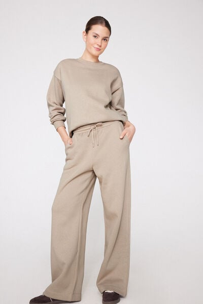 Lange Palazzohose aus schwerem Sweatstoff Brush