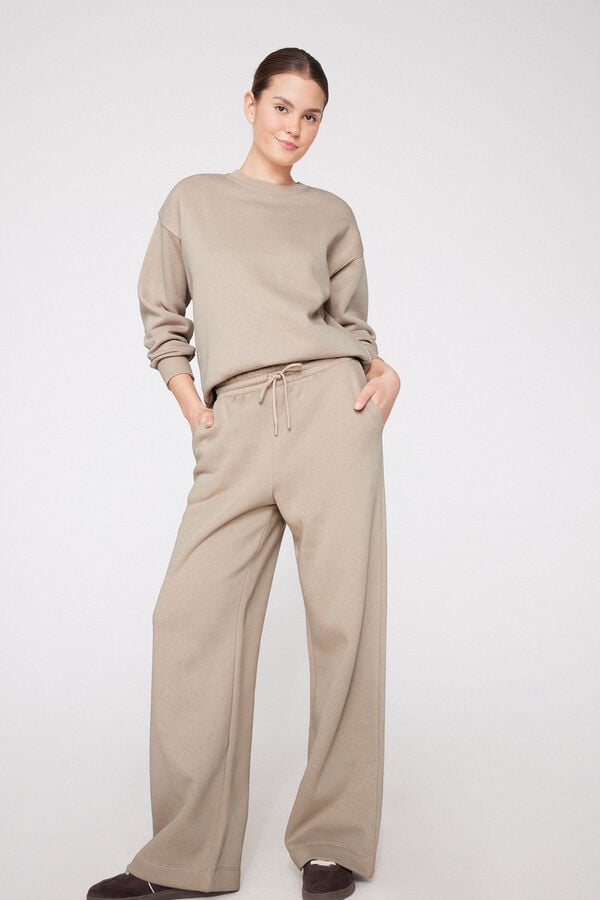 Pantalon Palazzo en Molleton &Eacute;pais Gratt&eacute;  