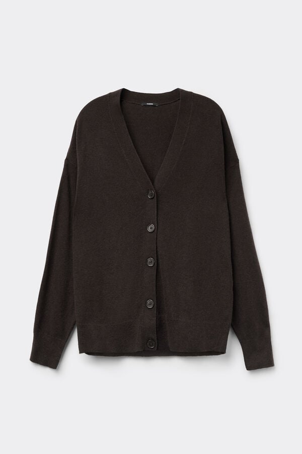 Cardigan avec Laine Couleur Unie  