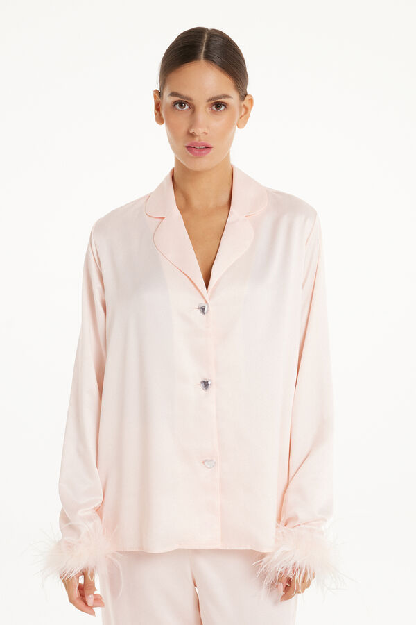 Limited Edition Satin Shirt with Feathers  
