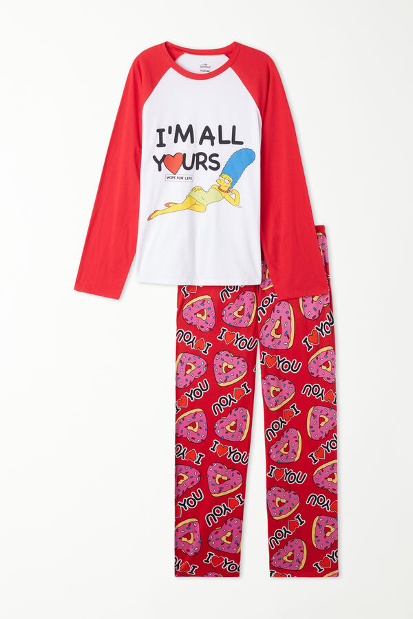 Langer Pyjama aus Baumwolle mit Print The Simpsons  