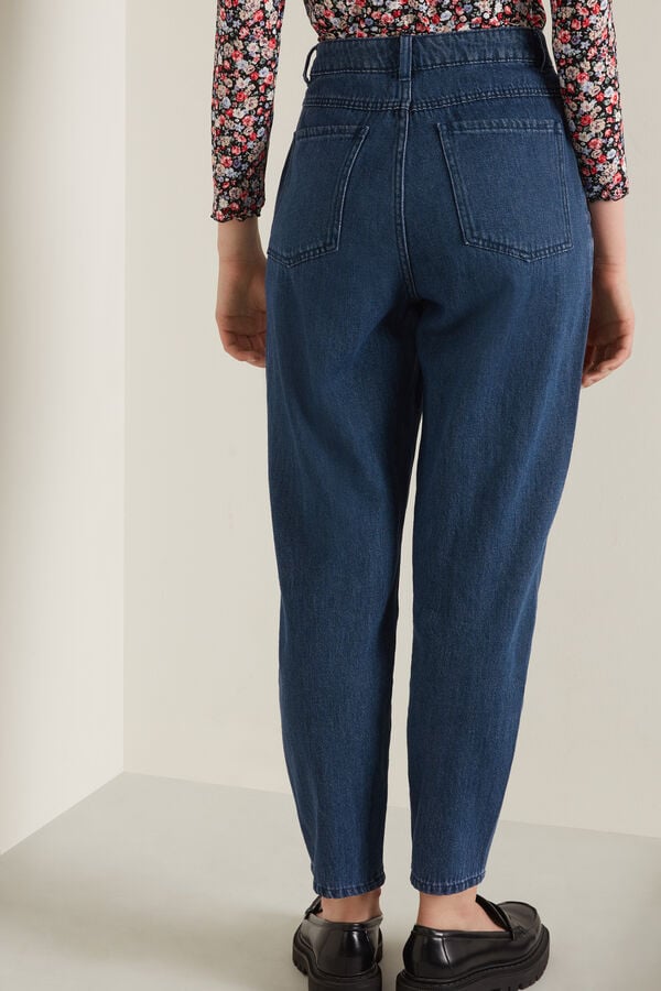 Baggy-Jeans mit hohem Bund und erhabenen Nähten  