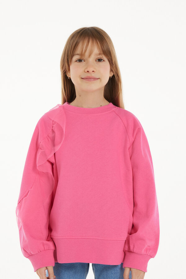 Girls’ Long-Sleeved Sweatshirt with Tulle Frill  