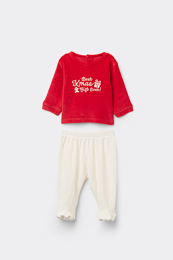 Baby Two-Piece Heavy Cotton Chenille Playsuit with Feet  