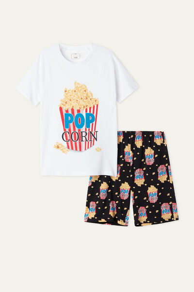 Pijama Corto de Niño con Estampado Pop Corn