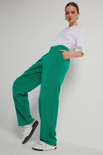 Straight Canvas Trousers with Pockets